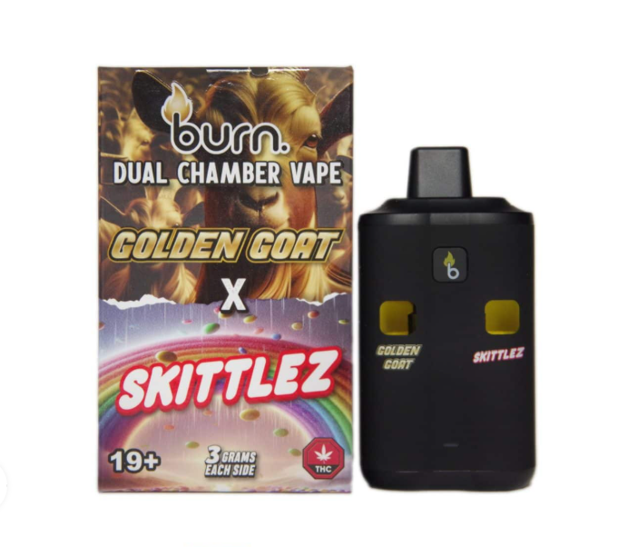 6 Gram Dual Chamber Burn Disposable Vape Golden Goat | Burn Dual Chamber - THC Disposable Vapes (6G) (3+3 Gram) - Image 27