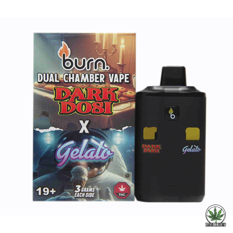 6 Gram Dual Chamber Burn Disposable Vape – Dark Dosi Gelato | Burn Dual Chamber - THC Disposable Vapes (6G) (3+3 Gram) - Image 29