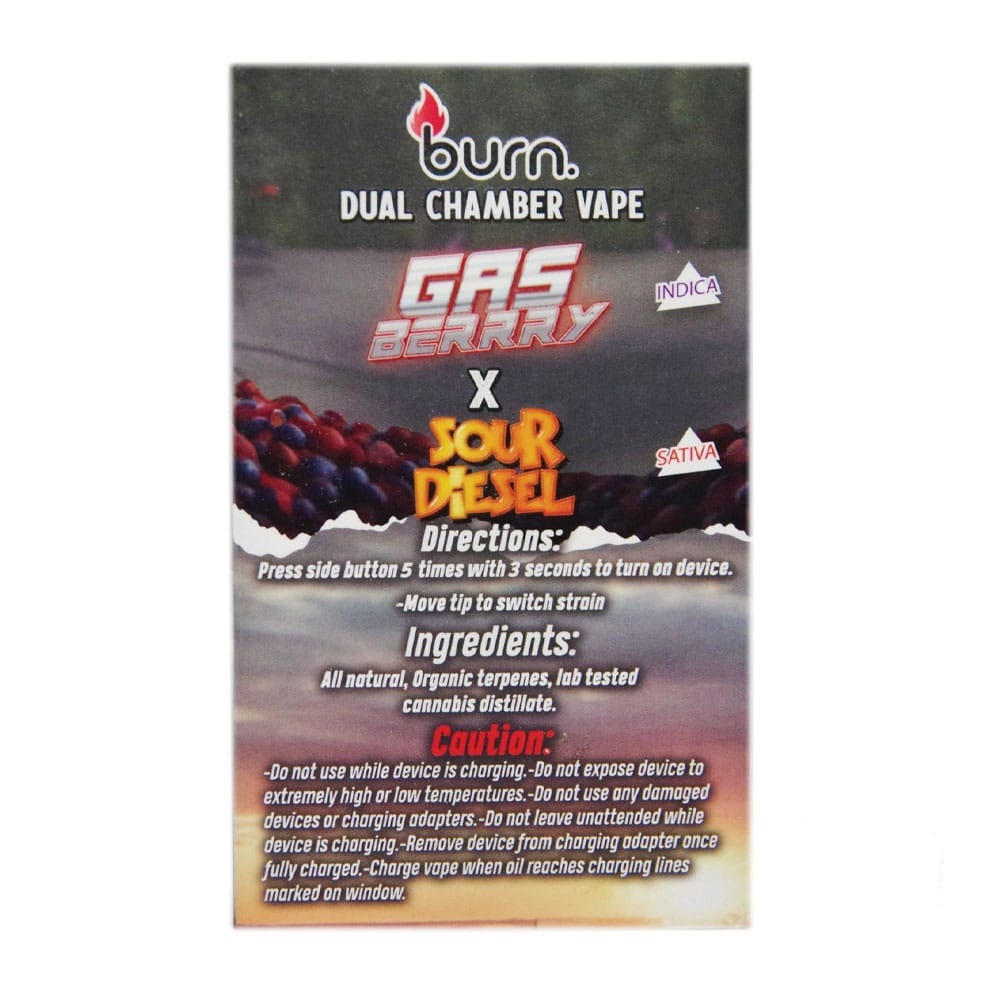 6 Gram Dual Chamber Burn Disposable Vape – Gas Berry Sour Diesel 33 Gram | Burn Dual Chamber - THC Disposable Vapes (6G) (3+3 Gram) - Image 28