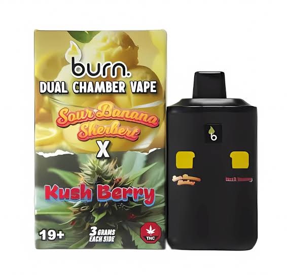 6 Gram Dual Chamber Burn Disposable Vape – sour sherbet kush berry | Burn Dual Chamber - THC Disposable Vapes (6G) (3+3 Gram) - Image 24