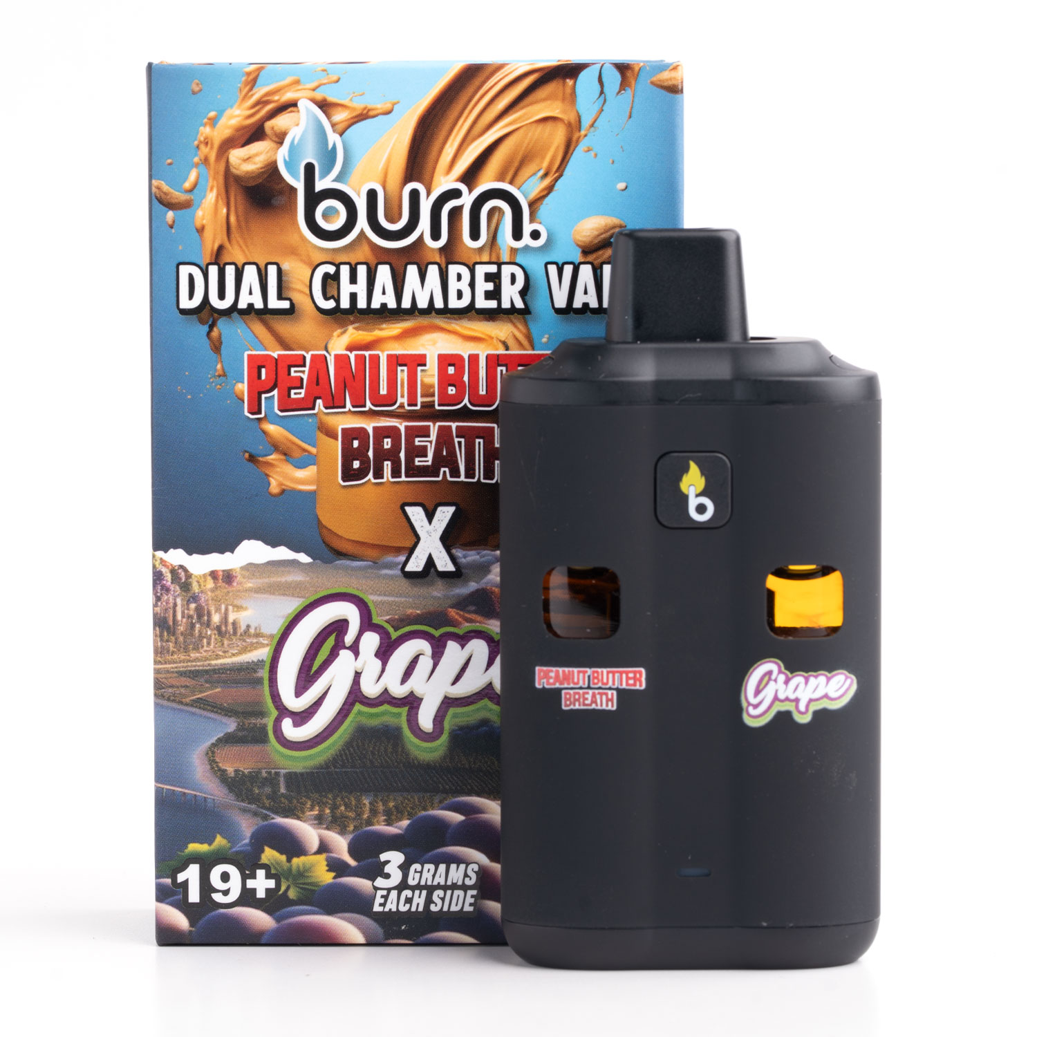 Burn 6G Dual Chamber Disposable Vape Pen Peanut Butter Breath X Grape | Burn Dual Chamber - THC Disposable Vapes (6G) (3+3 Gram) - Image 31